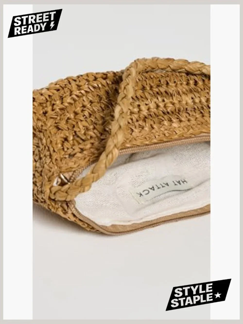 Woven Straw Pouch Bag - Top Handle Mini Handbag - Picture 5 of 5